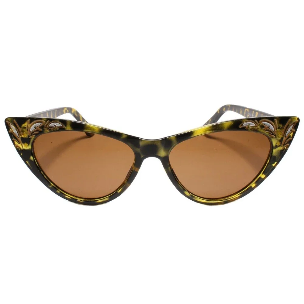 Classy Elegant Exotic Retro Fashion Cat Eye Sunglasses Pointy Tortoise Frame